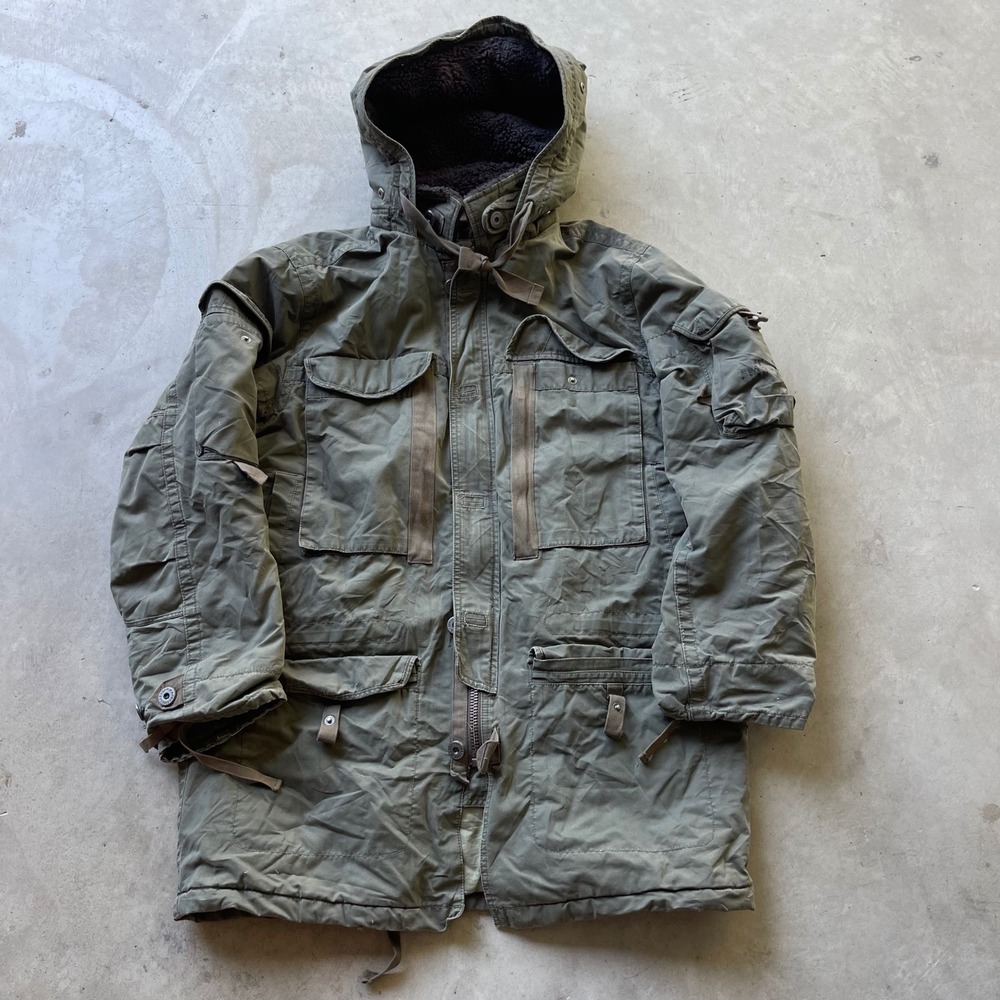 Gap Mens Cold Weather Parka Military Field Jacket Olive Green Sherpa Hood Large